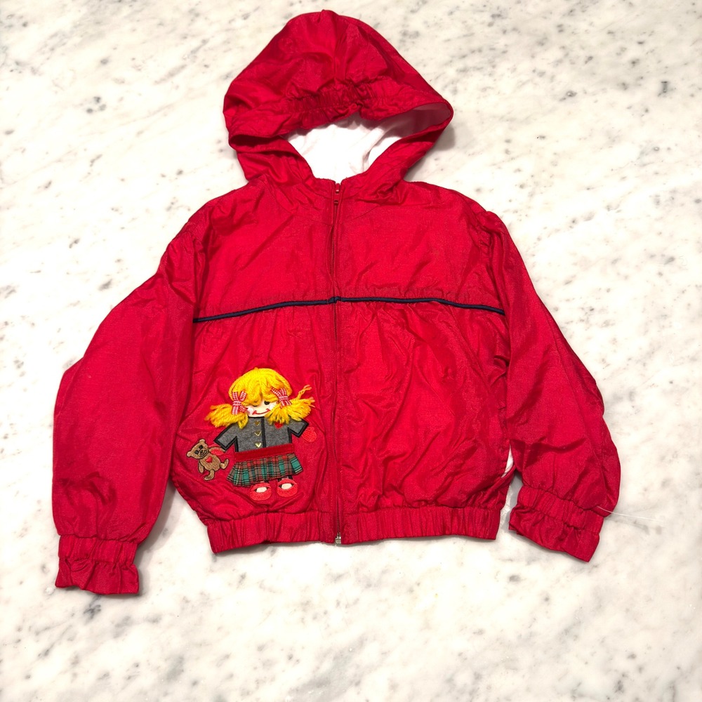 Copper Key Red Hooded Jacket Doll Applique Windbreaker‎ Kids Size 3T